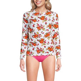 Women's Lands' End SunShade UPF 50 Long Sleeve Rash Guard Swim Tee