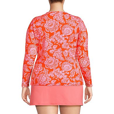 Plus Size Lands' End SunShade UPF 50 Long Sleeve Rash Guard Swim Top