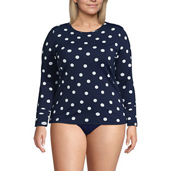 Plus Size Lands' End SunShade UPF 50 Long Sleeve Rash Guard Swim Top
