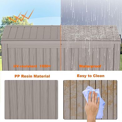 EFU 180 Gallon Weatherproof Deck Box, Lockable Resin Storage Container with Hydraulic Rods