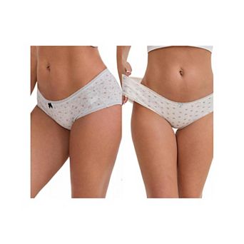 2 Packs Women's Flower Print Mid-Waisted Full Coverage Briefs Elastic Breathable Cotton Underwear