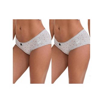 2 Packs Women's Flower Print Mid-Waisted Full Coverage Briefs Elastic Breathable Cotton Underwear