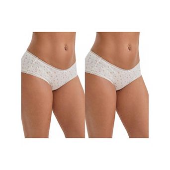 2 Packs Women's Flower Print Mid-Waisted Full Coverage Briefs Elastic Breathable Cotton Underwear