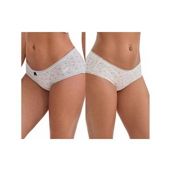 2 Packs Women's Flower Print Mid-Waisted Full Coverage Briefs Elastic Breathable Cotton Underwear