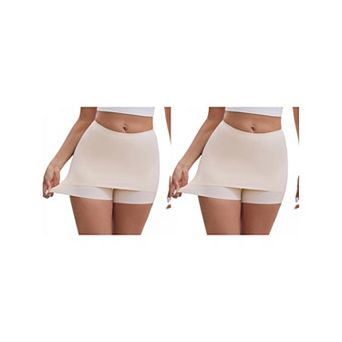 2 Packs Women's Anti Chafing Hip-Lifting Mid Rise Tummy Control No Show Slim Shorts Under Dress