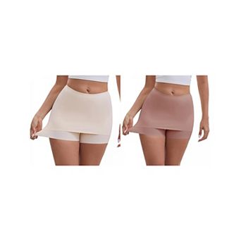 2 Packs Women's Anti Chafing Hip-Lifting Mid Rise Tummy Control No Show Slim Shorts Under Dress