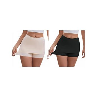 2 Packs Women's Anti Chafing Hip-Lifting Mid Rise Tummy Control No Show Slim Shorts Under Dress