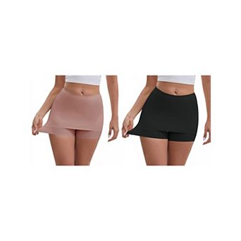 2 Packs Women's Anti Chafing Hip-Lifting Mid Rise Tummy Control No Show Slim Shorts Under Dress