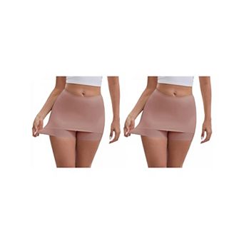 2 Packs Women's Anti Chafing Hip-Lifting Mid Rise Tummy Control No Show Slim Shorts Under Dress
