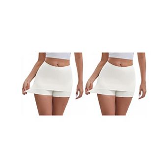 2 Packs Women's Anti Chafing Hip-Lifting Mid Rise Tummy Control No Show Slim Shorts Under Dress