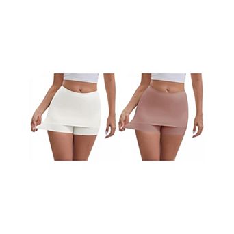 2 Packs Women's Anti Chafing Hip-Lifting Mid Rise Tummy Control No Show Slim Shorts Under Dress