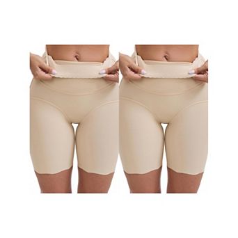 2 Packs Women's High Rise Tummy Control Shaping Boyshorts Elastic Hip-Lifting Thigh Slimmers