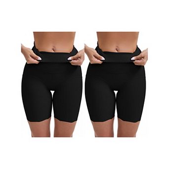 2 Packs Women's High Rise Tummy Control Shaping Boyshorts Elastic Hip-Lifting Thigh Slimmers