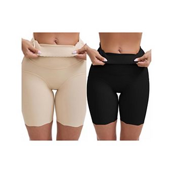 2 Packs Women's High Rise Tummy Control Shaping Boyshorts Elastic Hip-Lifting Thigh Slimmers