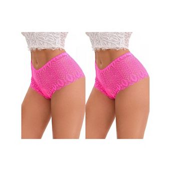 2 Packs Women's High Rise Hollow Lace Hip-Lifting Briefs Full Coverage Breathable Underwear