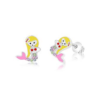 Girls Mermaid Earrings - Hypoallergenic Kids Earrings with Surgical Titanium Screwbacks