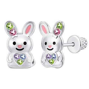 Kids Bunny Hypoallergenic Earrings for Girls with Surgical Titanium Screwbacks