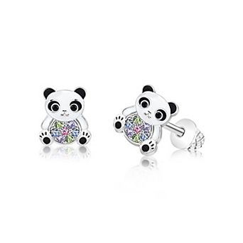 Girls Panda Earrings - Hypoallergenic Kids Earrings with Surgical Titanium Screwbacks