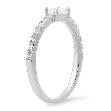 Queen Jewels Sterling Silver Cubic Zirconia Baguette-Cut East/West Ring