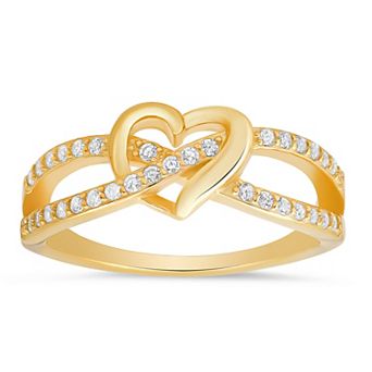 Queen Jewels Sterling Silver Cubic Zirconia Swirling Heart Ring