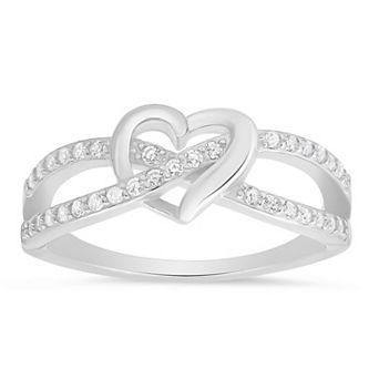 Queen Jewels Sterling Silver Cubic Zirconia Swirling Heart Ring