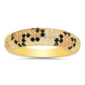 Queen Jewels Sterling Silver Cubic Zirconia Leopard Pave Band Ring