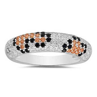 Queen Jewels Sterling Silver Cubic Zirconia Leopard Pave Band Ring