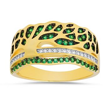 Queen Jewels Sterling Silver Cubic Zirconia Vintage Tree Of Life Ring