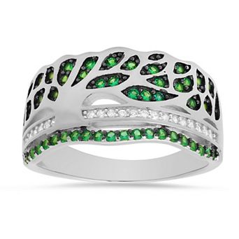 Queen Jewels Sterling Silver Cubic Zirconia Vintage Tree Of Life Ring