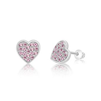 Girls Heart Earrings - Hypoallergenic Kids Earrings with Surgical Titanium Screwbacks