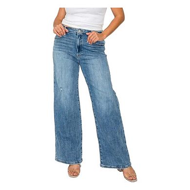 Womens High Rise Wide Leg Jeans with Pockets