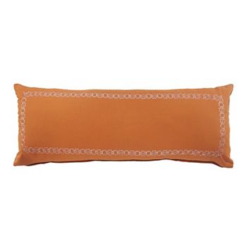 HomeRoots 14" X 36" Orange And Dark Orange 100% Cotton Geometric Zippered Pillow