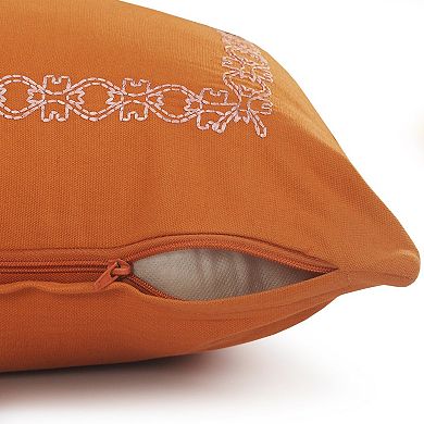 HomeRoots 14" X 36" Orange And Dark Orange 100% Cotton Geometric Zippered Pillow