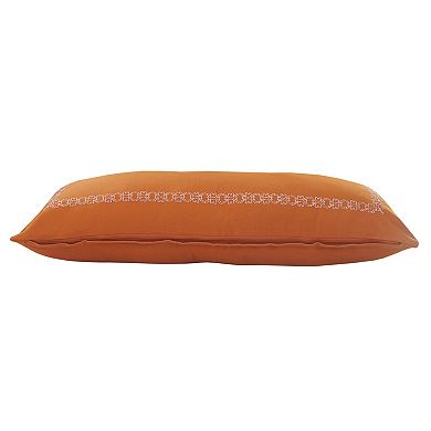 HomeRoots 14" X 36" Orange And Dark Orange 100% Cotton Geometric Zippered Pillow