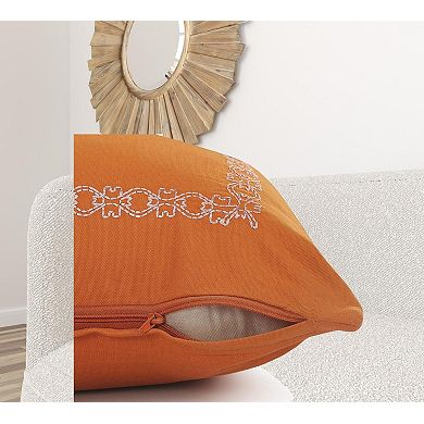 HomeRoots 14" X 36" Orange And Dark Orange 100% Cotton Geometric Zippered Pillow