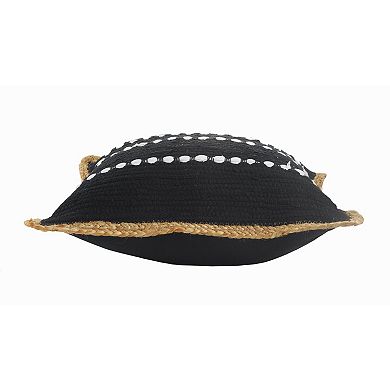 HomeRoots 18" X 18" Black White And Tan 100% Cotton Striped Zippered Pillow