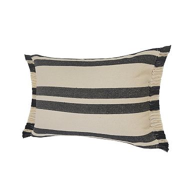 HomeRoots 16" X 24" Gray And White 100% Cotton Striped Zippered Pillow