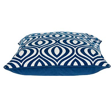 HomeRoots 20" X 20" Blue Geometric Cotton Zippered Pillow