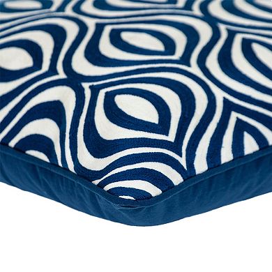 HomeRoots 20" X 20" Blue Geometric Cotton Zippered Pillow