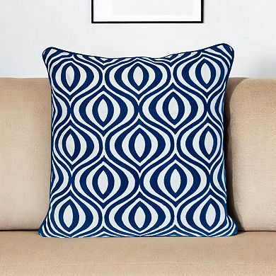 HomeRoots 20" X 20" Blue Geometric Cotton Zippered Pillow
