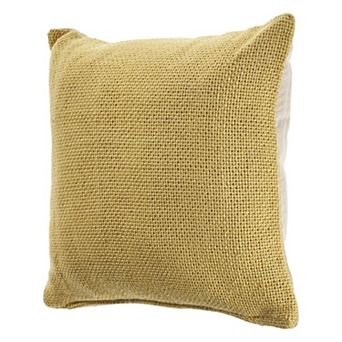 HomeRoots 18" X 18" Yellow 100% Cotton Zippered Pillow