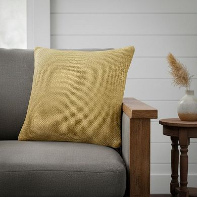 HomeRoots 18" X 18" Yellow 100% Cotton Zippered Pillow