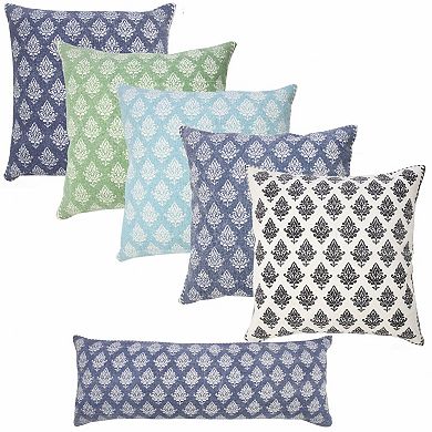 HomeRoots 14" X 36" Vintage Indigo Blue And White 100% Cotton Geometric Zippered Pillow