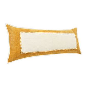 HomeRoots 14" X 36" Golden Yellow And Cream 100% Cotton Zippered Pillow