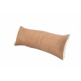 HomeRoots 14" X 36" Orange And Tan 100% Cotton Zippered Pillow