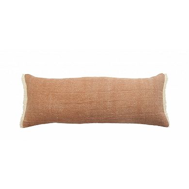 HomeRoots 14" X 36" Orange And Tan 100% Cotton Zippered Pillow