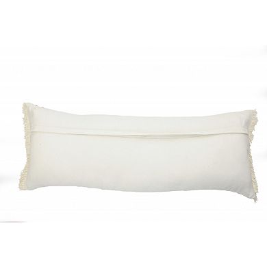 HomeRoots 14" X 36" Orange And Tan 100% Cotton Zippered Pillow