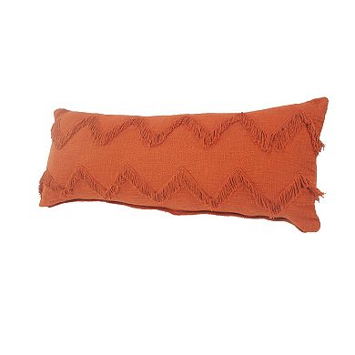 HomeRoots 14" X 36" Orange 100% Cotton Zippered Pillow