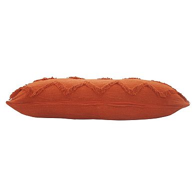 HomeRoots 14" X 36" Orange 100% Cotton Zippered Pillow