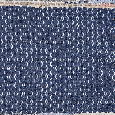 HomeRoots 18" X 18" Blue White Red And Yellow 100% Cotton Striped Zippered Pillow